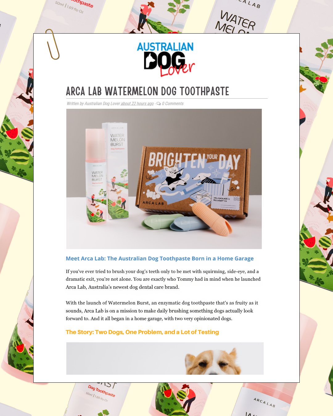 Arca Lab Featured in Australian Dog Lover | Premium Dog Toothpaste Australia